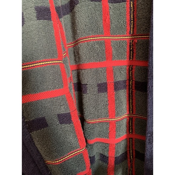 Vintage Mens Plaid Cotton Terry Cloth Robe Made In Columbia One Size Red Blue Gr - Picture 5 of 5